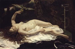 Woman with a Parrot, Jean-D&eacute;sir&eacute;-Gustave Courbet